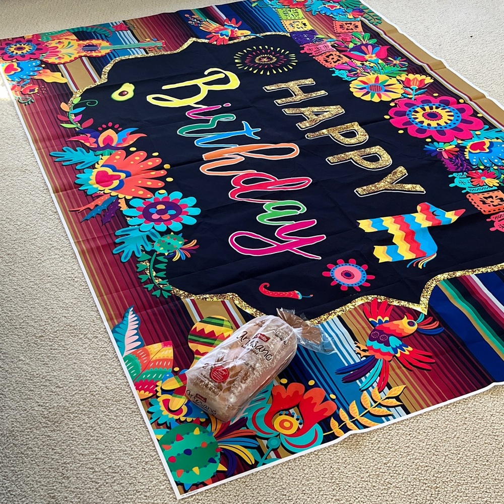 Giant Fiesta Happy Birthday Backdrop Colorful Mexican Themed - Picture 9 of 9